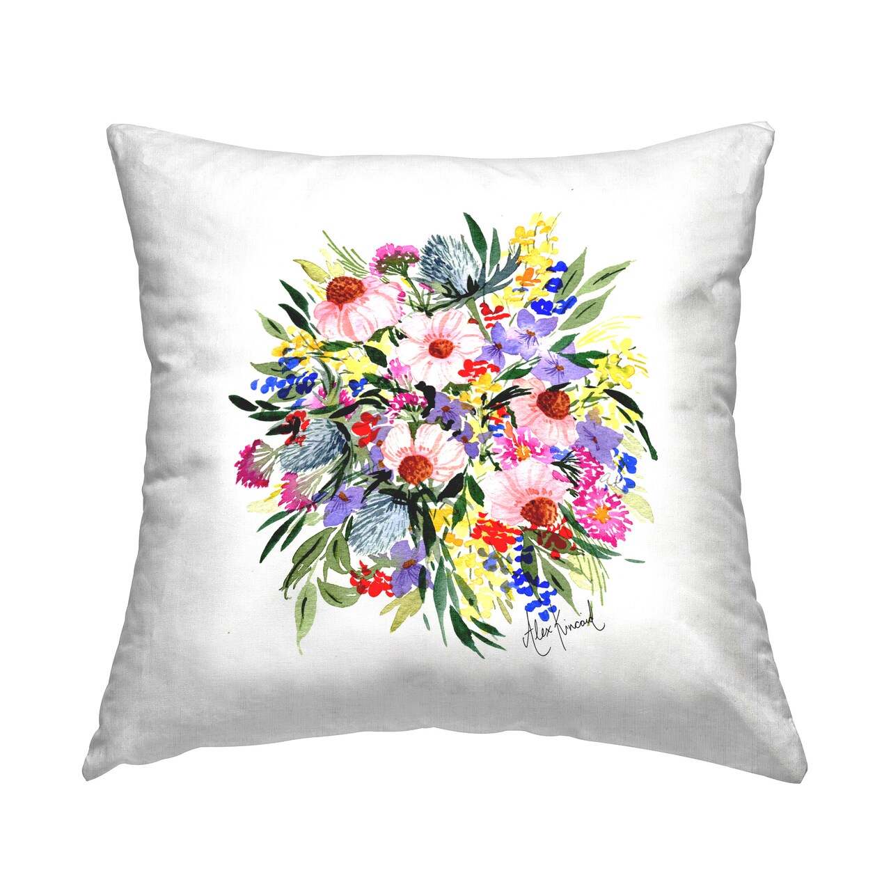 Various Bright Flowers Design by Alexandria Gilbert Kincaid Throw Pillow